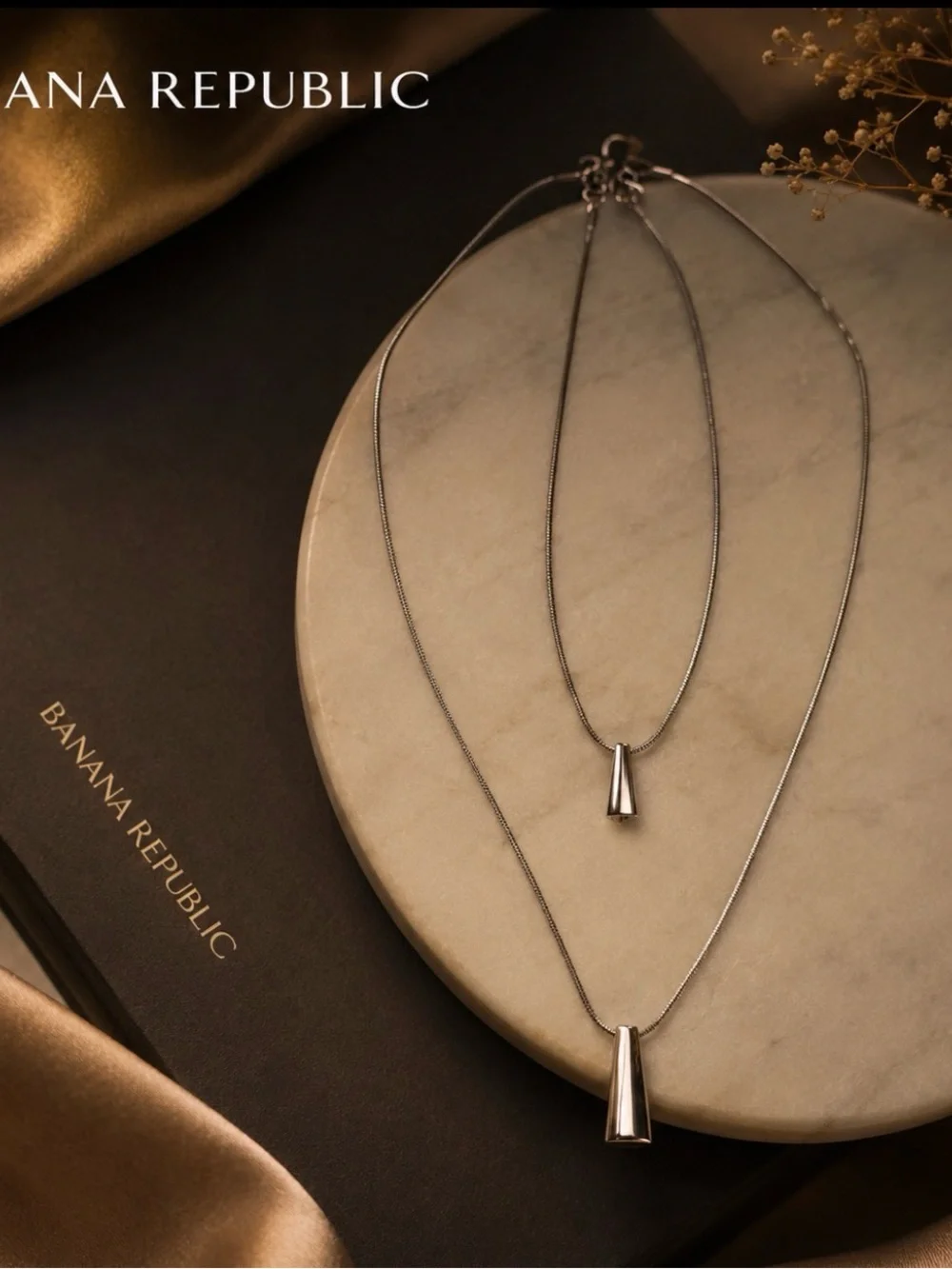Banana Republic Silver Layered Pendant Necklace - Women's Jewelry